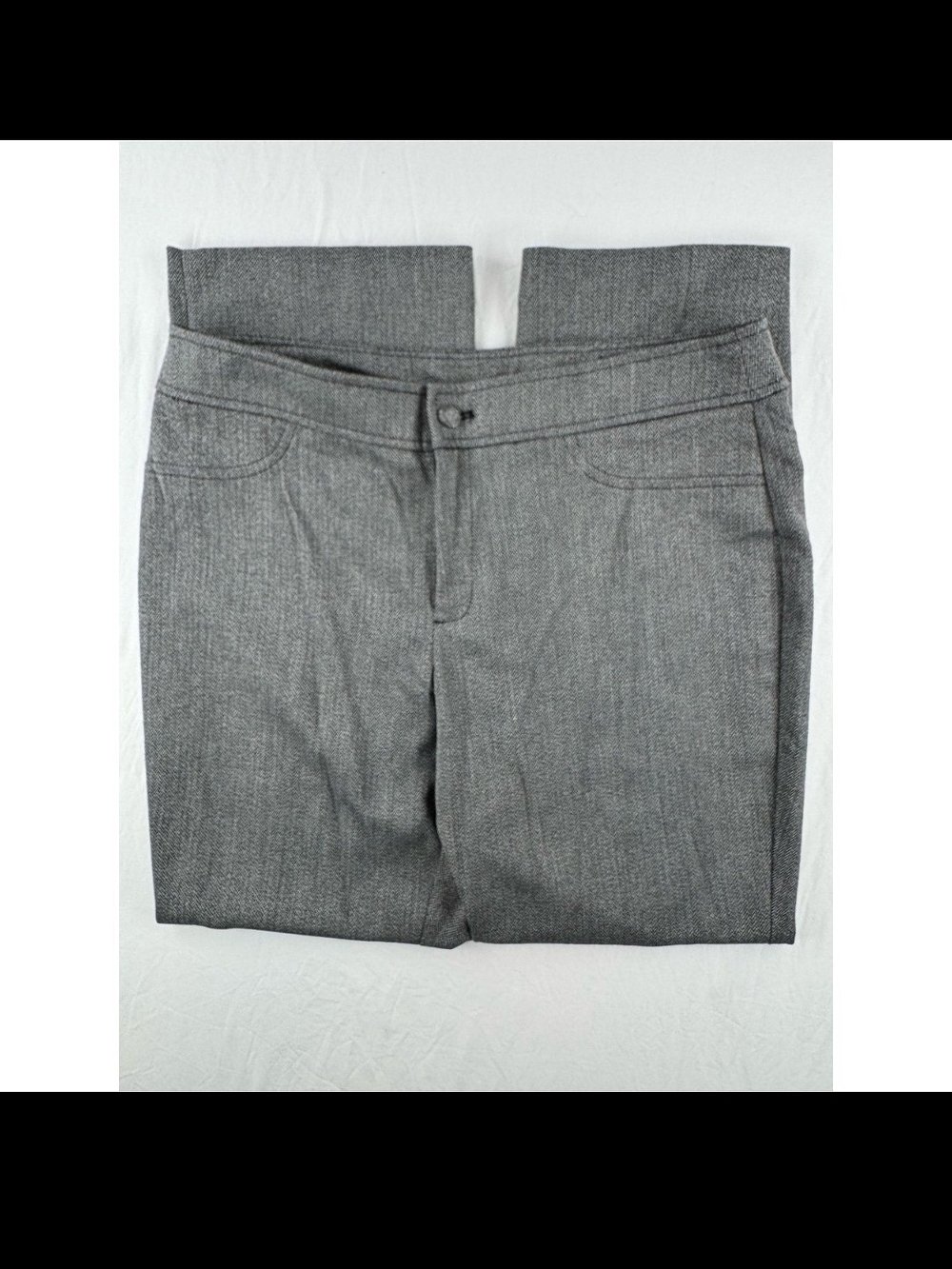 Anne Klein Heather Gray And Black Straight-Leg Trousers